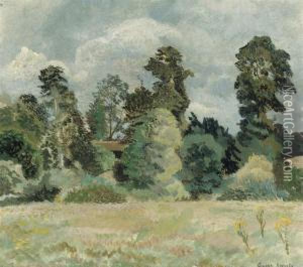 A Summer Meadow Oil Painting - Gilbert Spencer