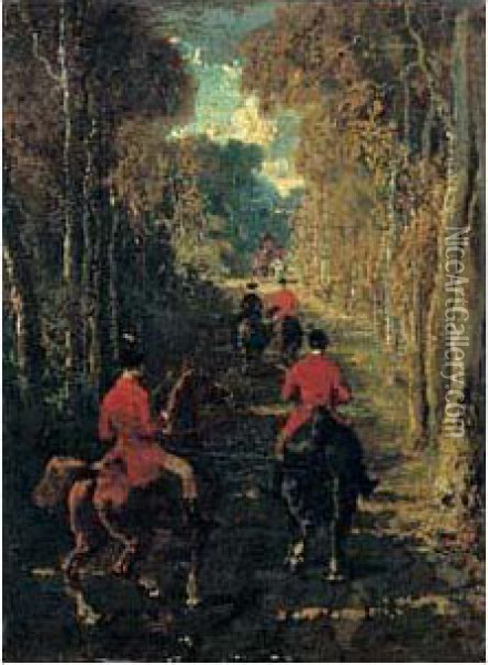 Chasse A Courre Oil Painting - Alfred De Dreux