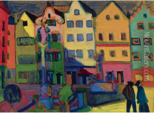 Weilheim - Marienplatz Oil Painting - Wassily Kandinsky