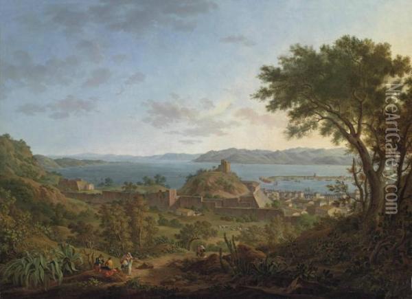 A View Of The Gulf Of Messina Oil Painting - Alexandre-Hyacinthe Dunouy