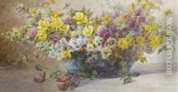 A Bowl Of Flowers Oil Painting - John Porter Wale