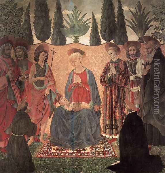 Madonna and Child with Saints c. 1454 Oil Painting - Baldovinetti Alessio