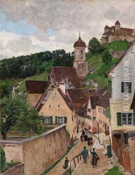 Feste Oberhalb Einer Belebten Dorfstrase Oil Painting - Friedrich Kallmorgen
