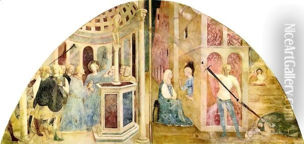 Saint Catherine and the Emperor Maxentius Oil Painting - Tommaso Masolino (da Panicale)