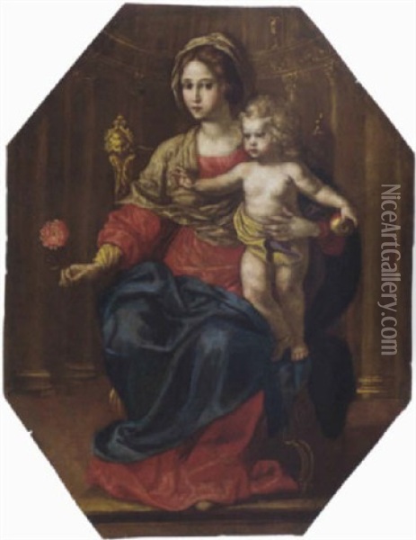 The Madonna And Child Enthroned Oil Painting - Jan Gossaert