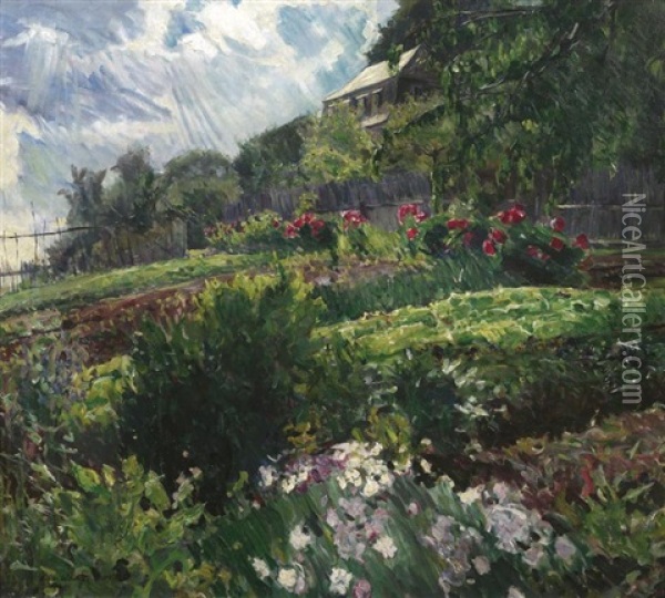 Garten An Den Elbwiesen Bei Dresden Oil Painting - Wilhelm Claus