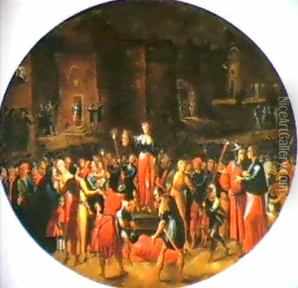 Salome Montrant La Tete De Saint-jean Baptiste              (panneau Ovale) Oil Painting - Hans Jordaens III