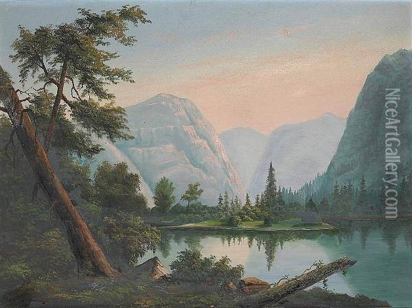 A Mountain Landscape Oil Painting - Albert Leighton Rawson