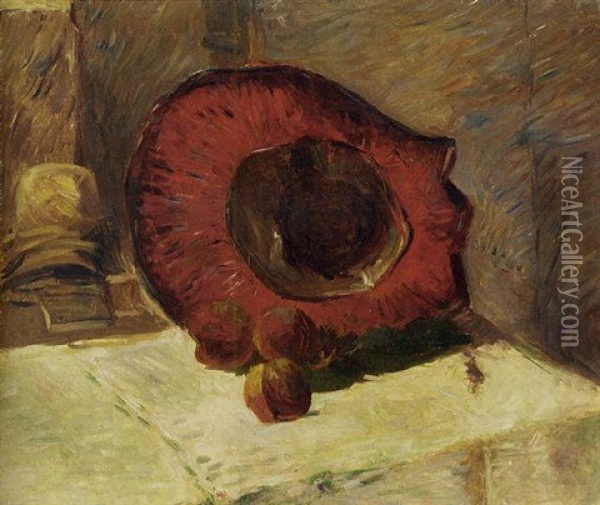 Le Chapeau Rouge Oil Painting - Paul Gauguin