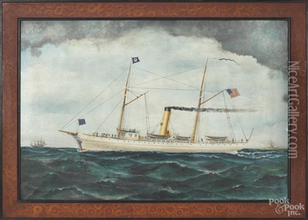 Steamship Oil Painting - Otto Muhlenfeld
