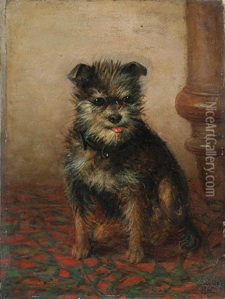 A Favourite Terrier Oil Painting - P. Bethell