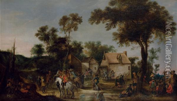 Halte Des Cavaliers Devant Une Auberge Oil Painting - Pieter Snayers