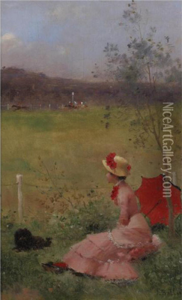 At Longchamp Oil Painting - Jules Frederic Ballavoine