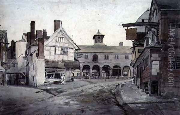 The Market Place, Ross, Herefordshire Oil Painting - Cornelius Varley