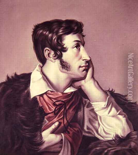 Portrait of Adam Bernard Mickiewicz (1798-1855) Oil Painting - Walenty Wankowicz