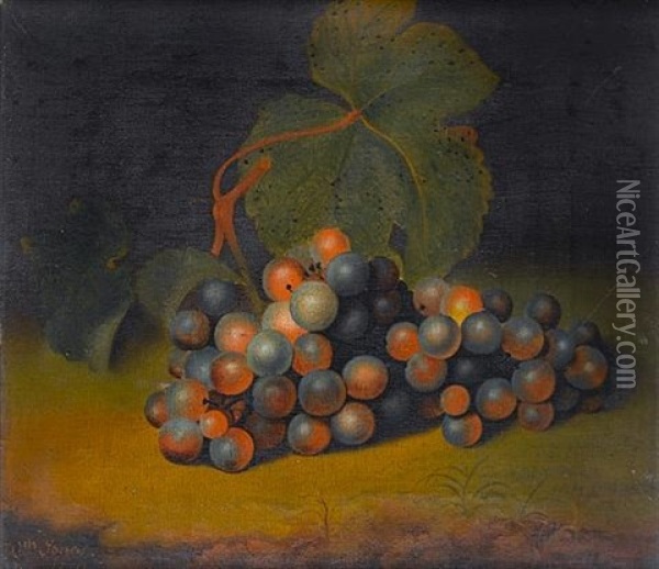 A Bunch Of Grapes In A Landscape Oil Painting - William Jones
