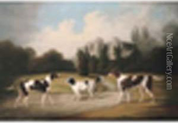Sportingdogs In The Grounds Of A Country House Oil Painting - Daniel Clowes