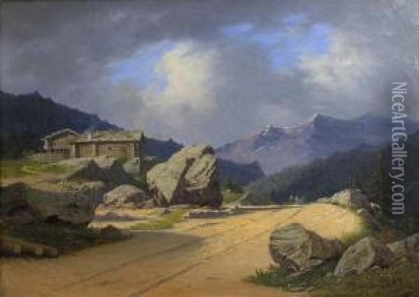 Chemin Dans Les Montagnes Oil Painting - Georg Emil Libert