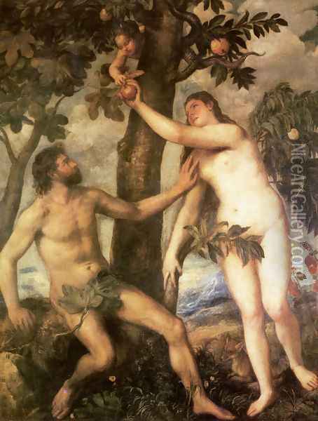 The Fall of Man Oil Painting - Tiziano Vecellio (Titian)