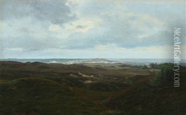 Coastal Scenery At Svinklov, July 1919 Oil Painting - Harald Frederick Foss
