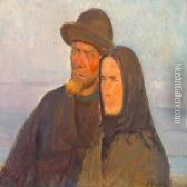 A Portrait Of Ole Markstrom And His Wife Oil Painting - Anna Ancher