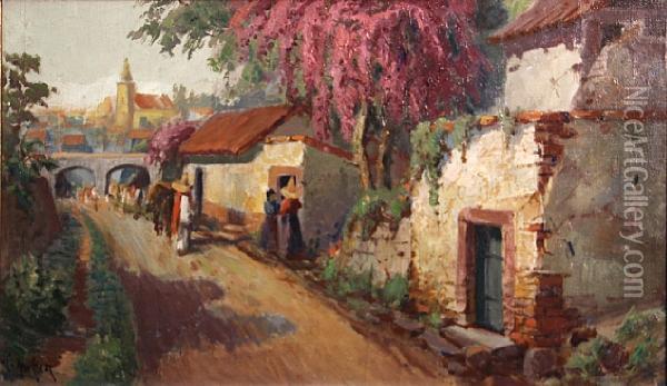 Mexican Village Oil Painting - Arthur William Best