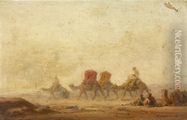 La Caravane Oil Painting - Henri Duvieux