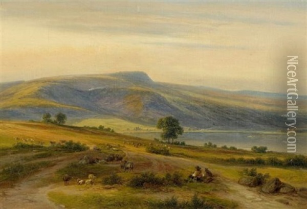 Weite Landschaft Mit Einem Hirten Oil Painting - Ferdinand Kiesling