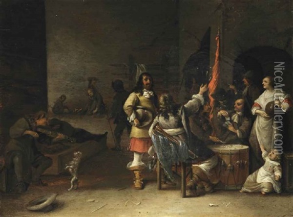 Guards In An Interior Oil Painting - Anthonie Palamedesz