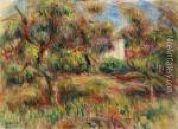 Paysage A La Cabane Oil Painting - Pierre Auguste Renoir