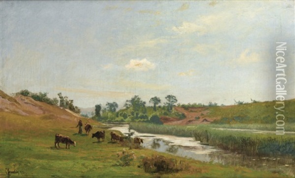Jeune Vachere Oil Painting - Charles Joseph Beauverie
