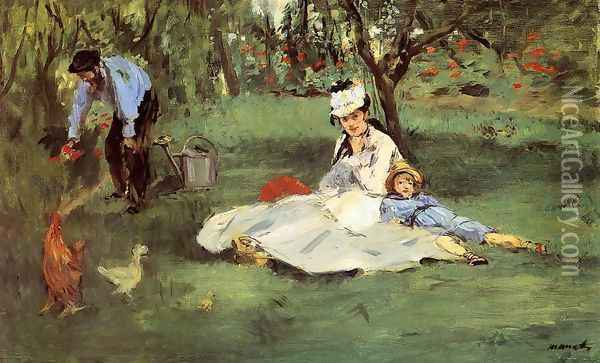 The Monet Family In The Garden Oil Painting - Edouard Manet