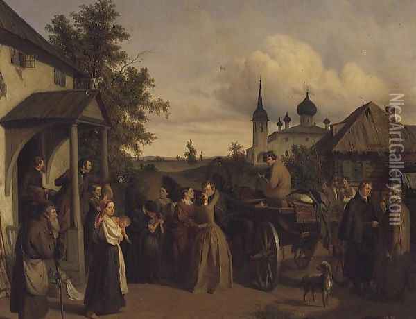 The Departure, 1850 Oil Painting - Aleksei Filippovich Chernyshev