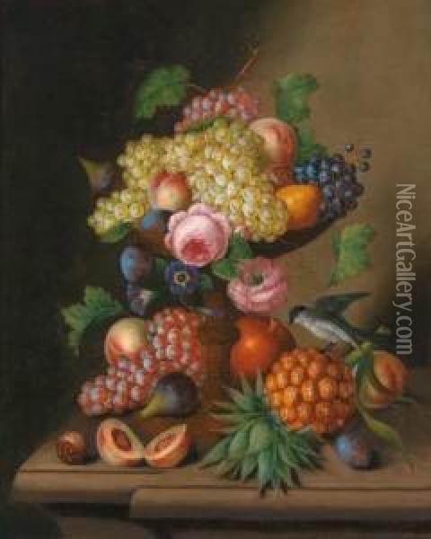 Still Life Of Fruit With Pineapple Oil Painting - Georg Seitz