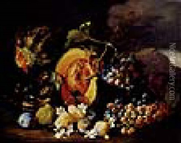 Natura Morta Con Un Melone Oil Painting - Abraham Brueghel