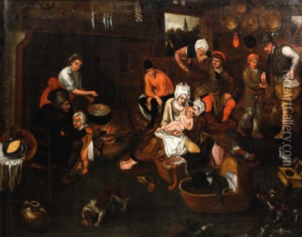 Scene De Cuisine Oil Painting - Marten van Cleve the Younger