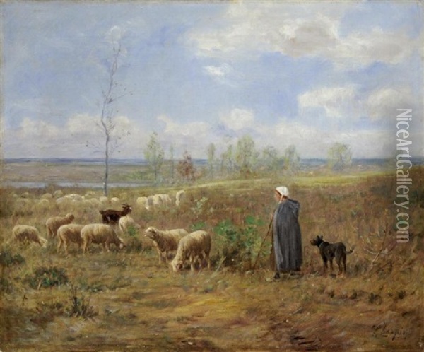 Les Moutons Au Paturage Oil Painting - Albert Charpin