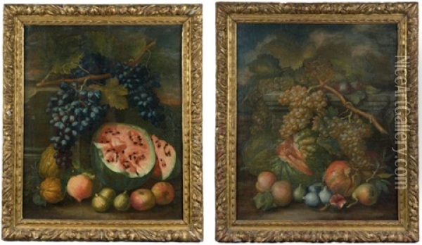 Natures Mortes De Fruits (2 Works) Oil Painting - Bartolomeo Castelli the Younger
