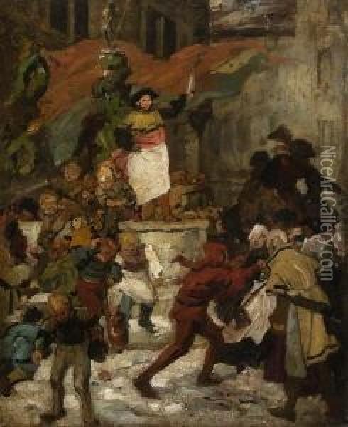 Der Metzgersprung In
 Munchen Oil Painting - Theodor Alt