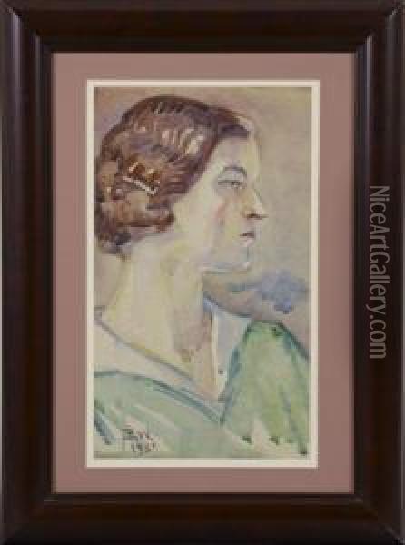 Portrait Of Marcelle Leverich Oil Painting - Ellsworth Woodward