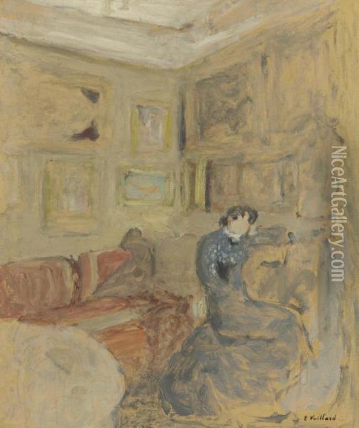 Madame Hessel Dans Son Petit Salon Oil Painting - Jean-Edouard Vuillard