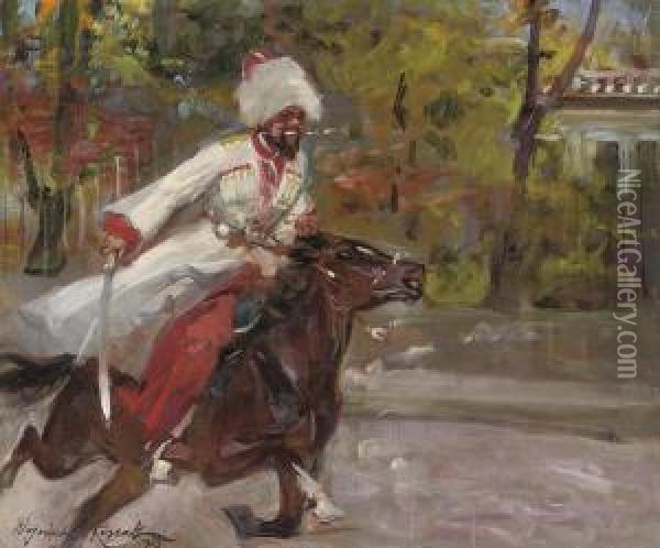 Cossack On The Charge Oil Painting - Woiciech Ritter Von Kossak