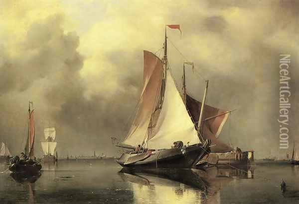 A Calm Day on the Scheldt Oil Painting - Edward William Cooke