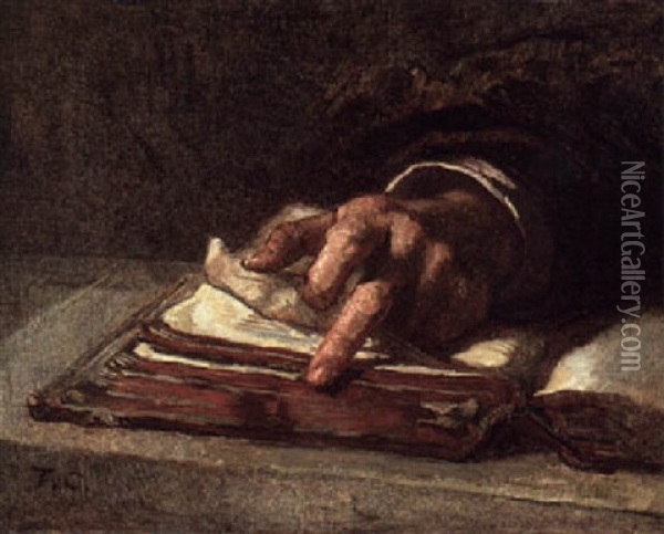 Study Of Hands For The Lawyer Pleading His Case Oil Painting - Thomas Couture