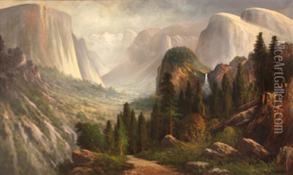 Yosemite Valley From Inspiration Point Oil Painting - John Englehart
