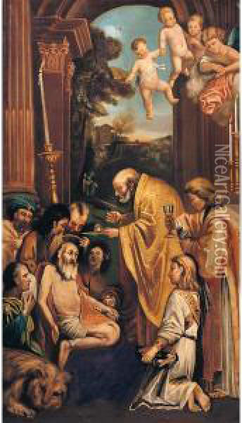 Ultima Comunione Di San Girolamo Oil Painting - Michel Corneille II