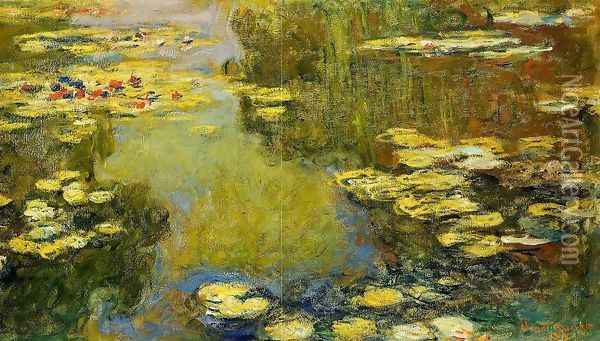 The Water-Lily Pond (detail) I Oil Painting - Claude Oscar Monet