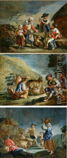 Scene Pastorali Oil Painting - Domenico Guidobono
