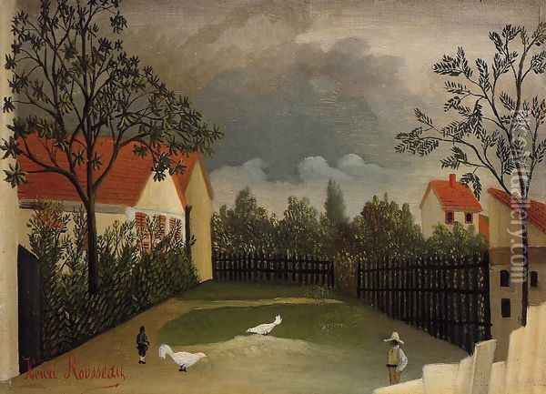 The Poultry Yard Oil Painting - Henri Julien Rousseau