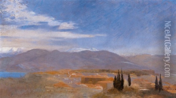 Hugelige Landschaft Oil Painting - Gustav Bauernfeind